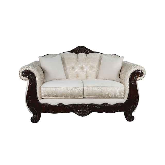 Frisina Loveseat - Dark Cherry/Beige