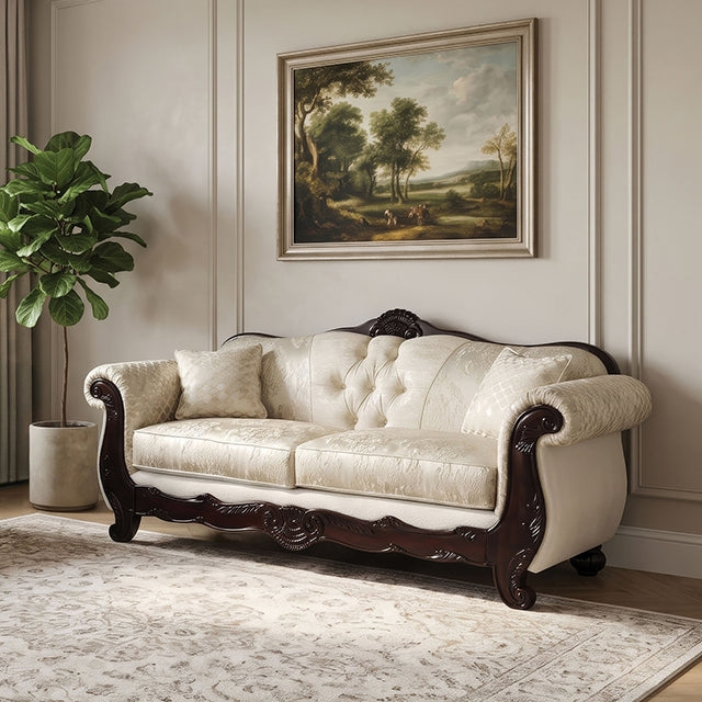 Frisina Oversized Sofa + Loveseat - Dark Cherry/Beige