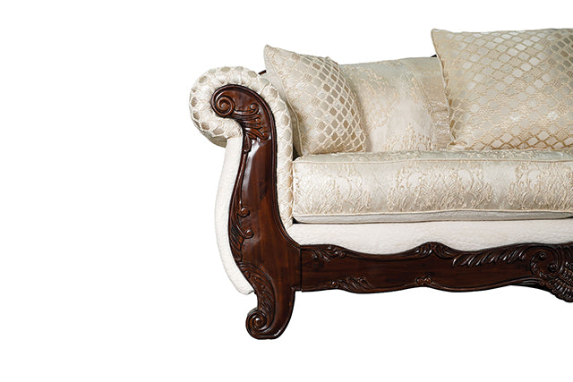 Frisina Oversized Sofa - Dark Cherry/Beige