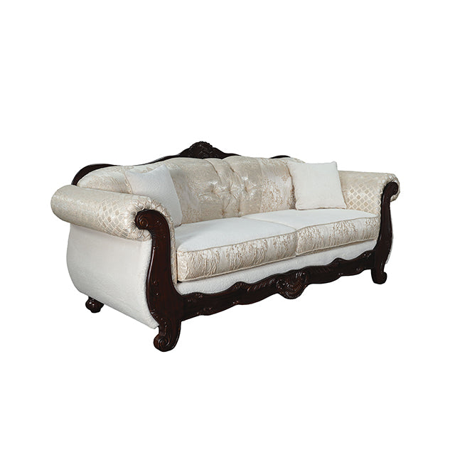 Frisina Oversized Sofa - Dark Cherry/Beige
