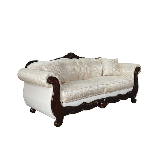 Frisina Oversized Sofa - Dark Cherry/Beige