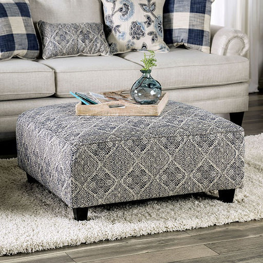 Nash Ottoman - Navy/Ivory