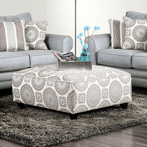 Misty Ottoman - Ivory/Pattern