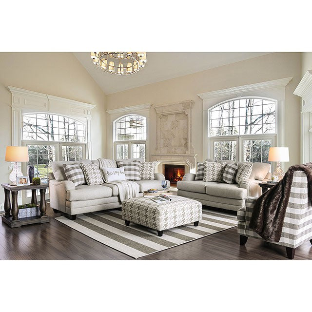 Christine Ottoman - Light Gray/Pattern